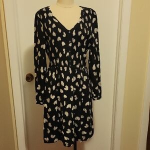 Anthropologie Maeve Heart Print Long Sleeve Lined Dress
